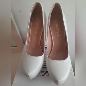 Leather white platform stiletto